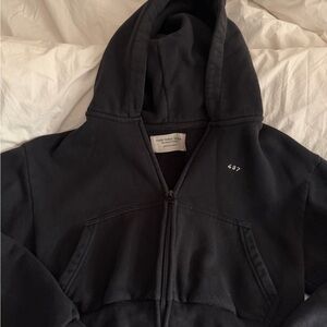 437 Black Crop Zip-Up Hoodie